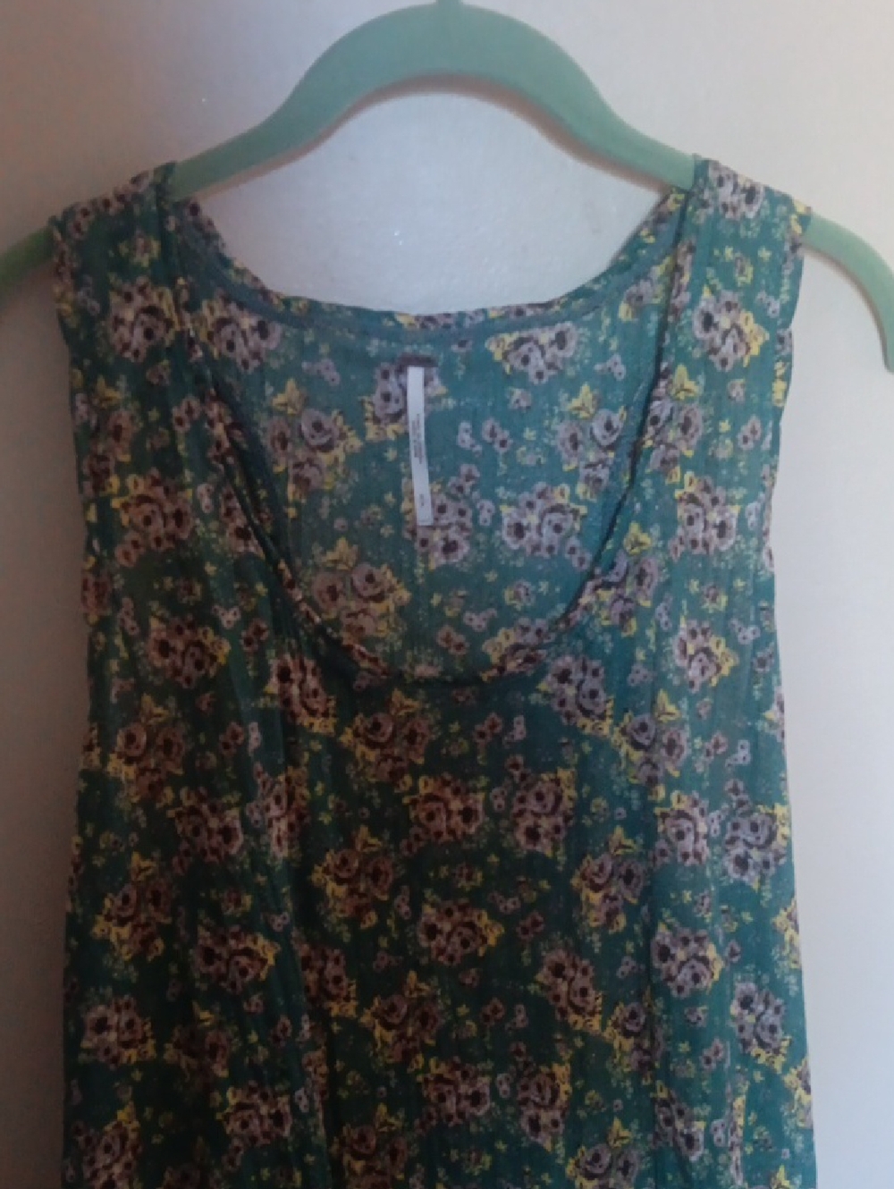 Free People Top In Green Sage Mini Floral